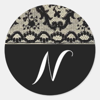 Sticker Rond Monogramme de dentelle vintage
