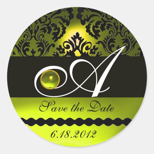 Sticker Rond MONOGRAMME DE DOMMASQUES NOIR ET JAUNE, Topaz (Devant)