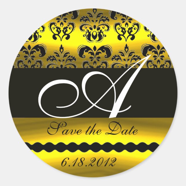 STICKER ROND MONOGRAMME DE DOMMASQUES NOIR ET OR (Devant)