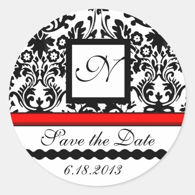 Sticker Rond MONOGRAMME DE DOMMASQUES ROUGE NOIR ET BLANC, Enre (Devant)