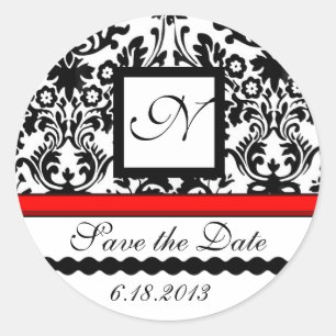 Sticker Rond MONOGRAMME DE DOMMASQUES ROUGE NOIR ET BLANC, Enre