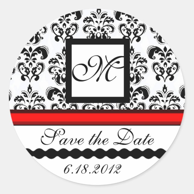 Sticker Rond MONOGRAMME DE DOMMASQUES ROUGE NOIR ET BLANC, Enre (Devant)
