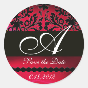 Sticker Rond MONOGRAMME DE DOMMASSE NOIR ET ROUGE, Ruby