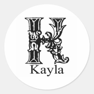 Sticker Rond Monogramme de fantaisie : Kayla