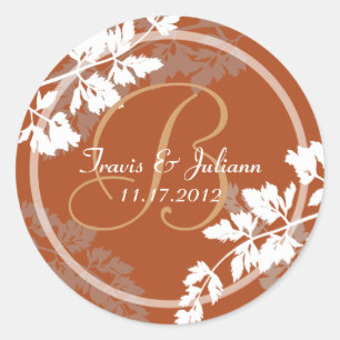 Sticker Rond Monogramme de feuille rustique