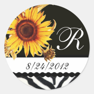STICKER ROND MONOGRAMME DE FOURRURE EN ZEBRA BLANC NOIR