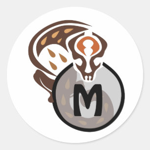 Sticker Rond Monogramme de Gecko de chat malaisien tribal