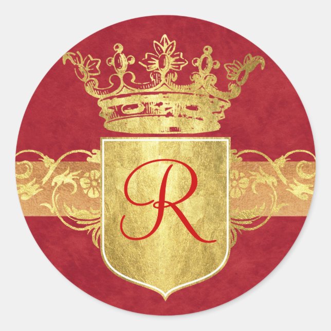 Sticker Rond Monogramme de la Couronne dans les tons or (Devant)