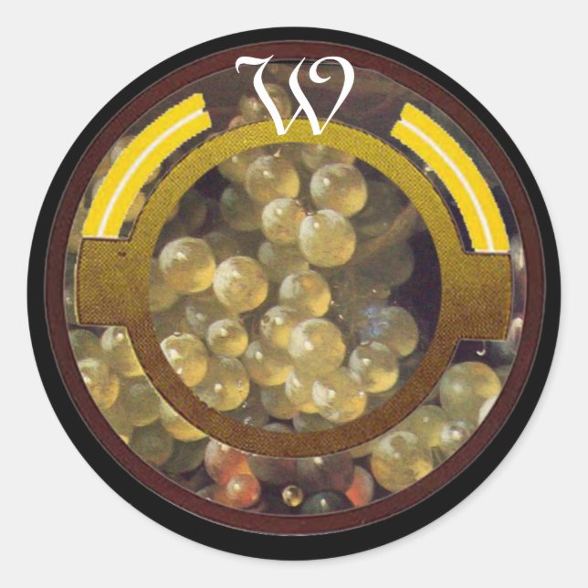 STICKER ROND MONOGRAMME DE LA RÉCOLTE DU VIGNOBLE ANTIQUE (Devant)