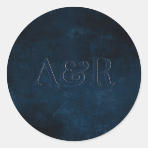 Sticker Rond monogramme de l'autocollant bleu marine,
