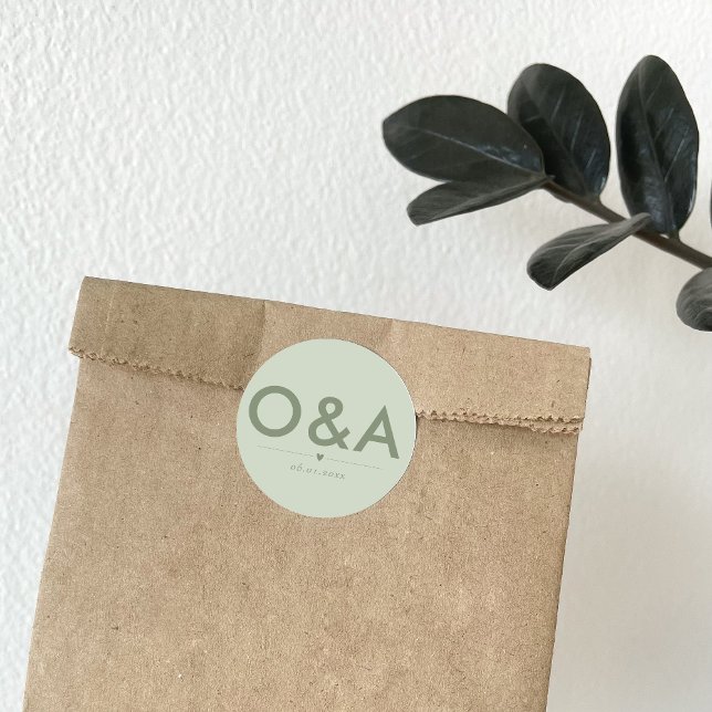 Sticker Rond Monogramme de l'enveloppe Mariage moderne | Lumièr (Créateur téléchargé)