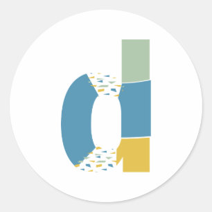 Sticker Rond Monogramme de lettre D abstrait moderne personnali