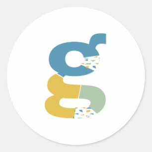 Sticker Rond Monogramme de lettre G abstrait moderne personnali