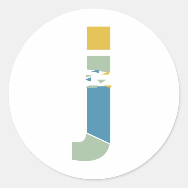 Sticker Rond Monogramme de lettre J abstrait moderne personnali (Devant)
