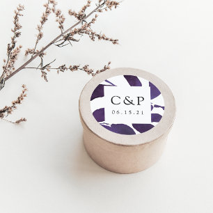 Sticker Rond Monogramme de Mariage botanique pressé