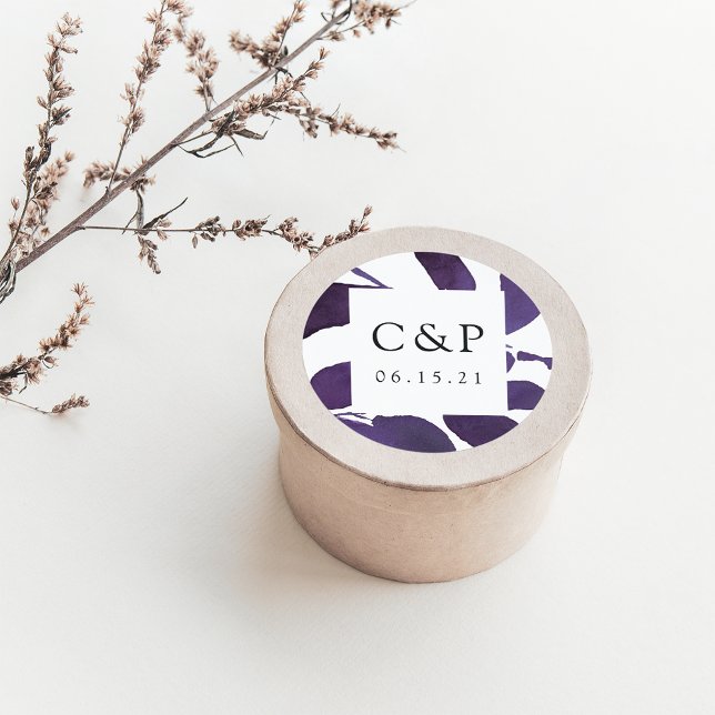 Sticker Rond Monogramme de Mariage botanique pressé (Créateur téléchargé)