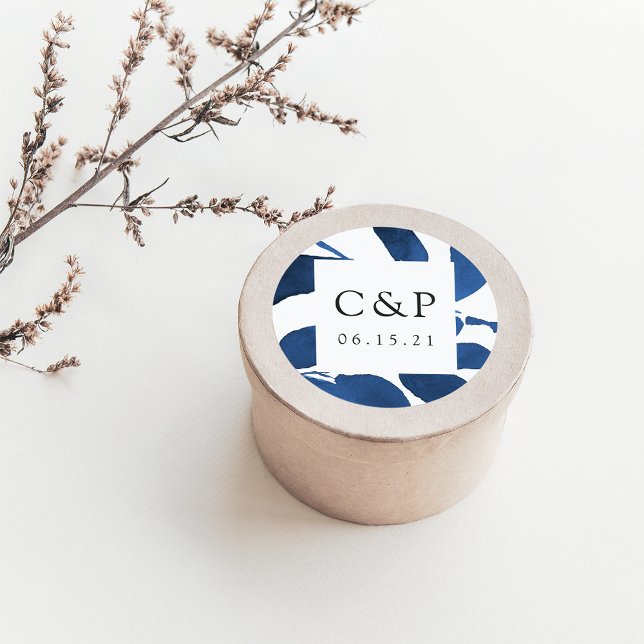 Sticker Rond Monogramme de Mariage botanique pressé (Créateur téléchargé)