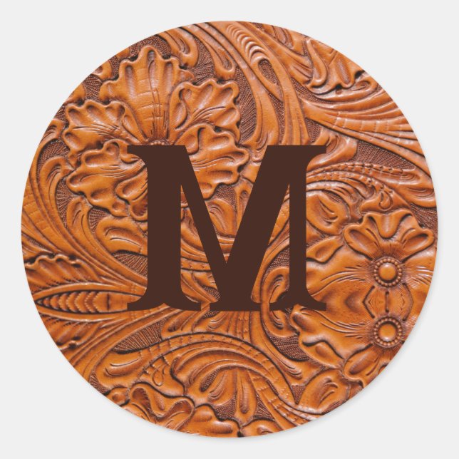 Sticker Rond monogramme de mariage campagnard occidental rustiq (Devant)