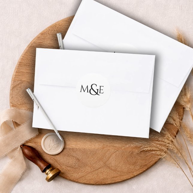 Sticker Rond Monogramme de mariage moderne (Créateur téléchargé)