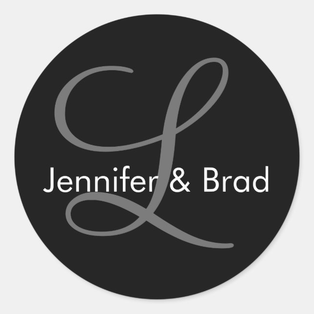 Sticker Rond Monogramme de mariage personnalisé Faveur & Envelo (Devant)