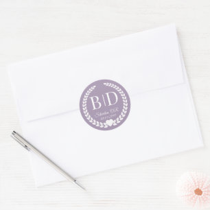 Sticker Rond Monogramme de mariée et de chambre simple et éléga
