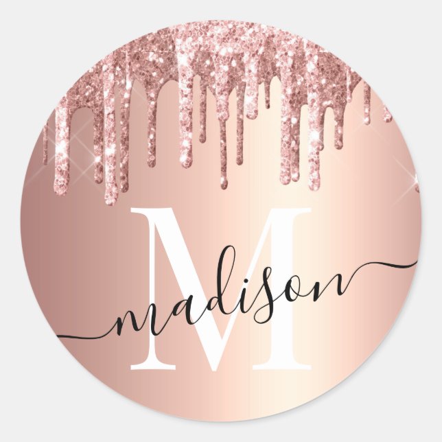 Sticker Rond Monogramme de Parties scintillant d'or pour fille  (Devant)