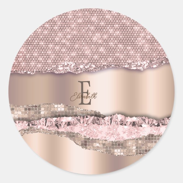 Sticker Rond Monogramme de Parties scintillant Gold Diamonds Ro (Devant)