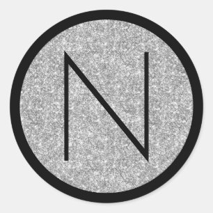 Sticker Rond Monogramme de Parties scintillant noir et argent