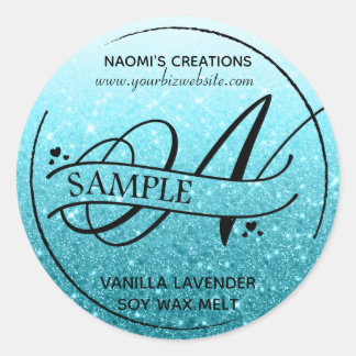 Sticker Rond Monogramme de Parties scintillant Ombre N, échanti