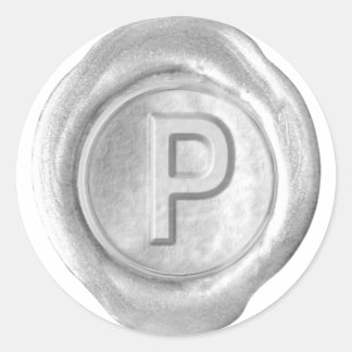 Sticker Rond Monogramme de sceau de cire - Argent - Bold P -
