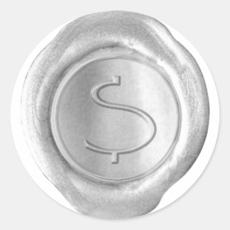 Sticker Rond Monogramme de sceau de cire - Argent - ModerneSlim