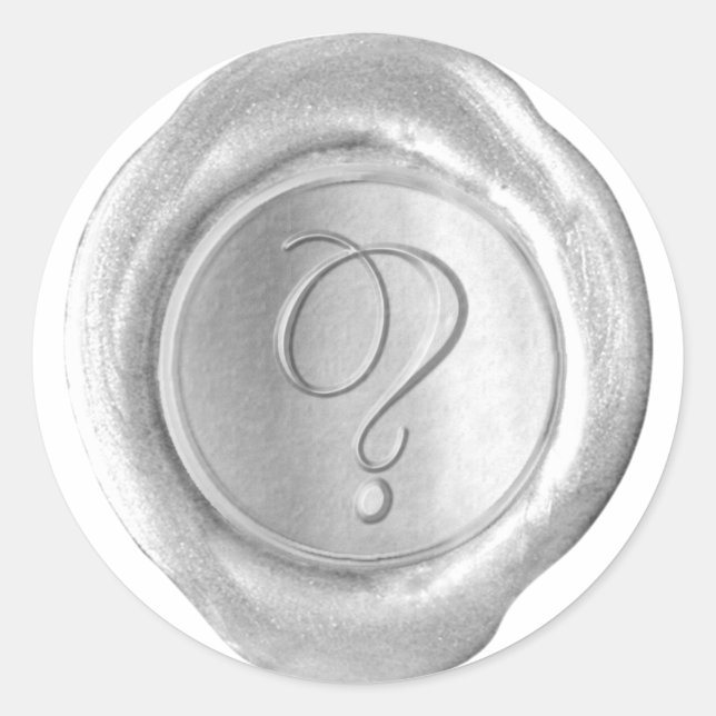 Sticker Rond Monogramme de sceau de cire - Argent - Script ? - (Devant)