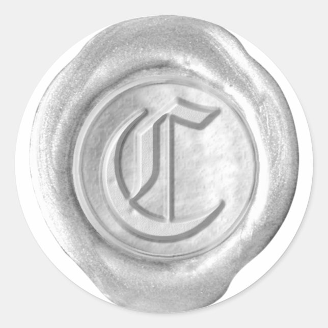 Sticker Rond Monogramme de sceau de cire - Argent - Vieux angla (Devant)