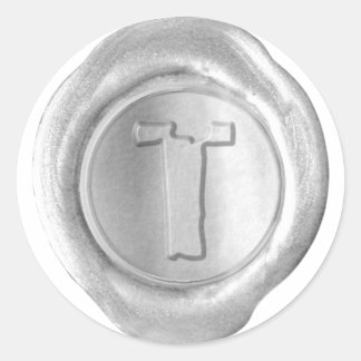 Sticker Rond Monogramme de sceau de cire - Argent - Volaille T