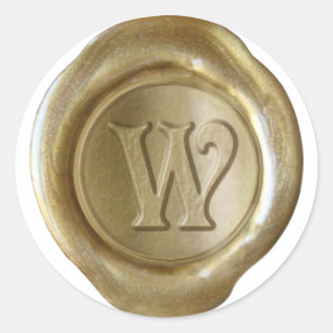 Sticker Rond Monogramme de sceau de cire - Or - Victorien W -