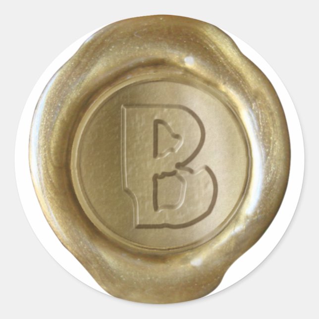 Sticker Rond Monogramme de sceau de cire - Or - Volaille B - (Devant)