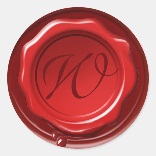 Sticker Rond MONogramme DE SCEAU DE CIRE ROUGE (Devant)