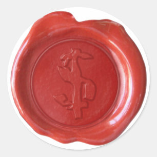 Sticker Rond Monogramme de sceau de cire - Rouge - Boulder $