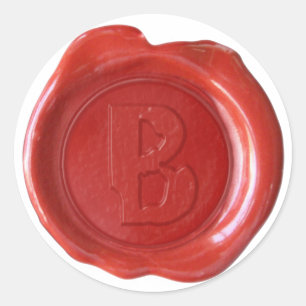 Sticker Rond Monogramme de sceau de cire - Rouge - Volaille B -