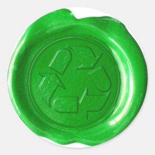 Sticker Rond Monogramme de sceau de cire - Vert - Symbole de re