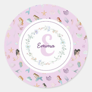 Sticker Rond Monogramme de sirènes lunaires