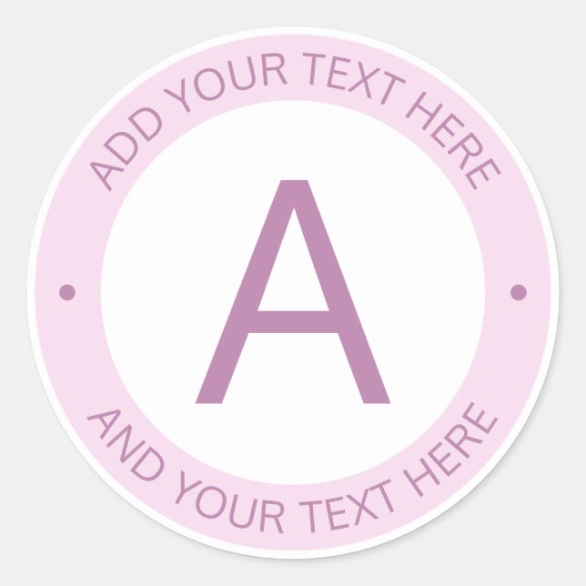 Sticker Rond Monogramme de style logo moderne | Rose violet cla (Devant)