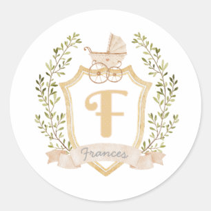 Sticker Rond Monogramme de transport de bébé F Neutre
