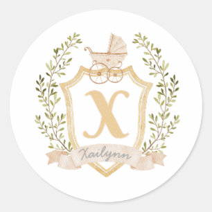 Sticker Rond Monogramme de transport de bébé X Neutre