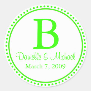 Sticker Rond Monogramme de vert de chaux