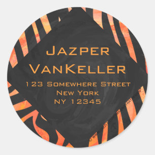Sticker Rond Monogramme de zèbre orange et noir