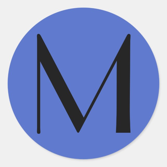 Sticker Rond Monogramme Deep Royal Black Modern Ajouter Nom ini (Devant)
