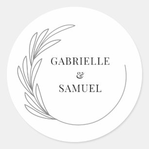 Sticker Rond Monogramme demi-couronne minimum Mariage mariée et