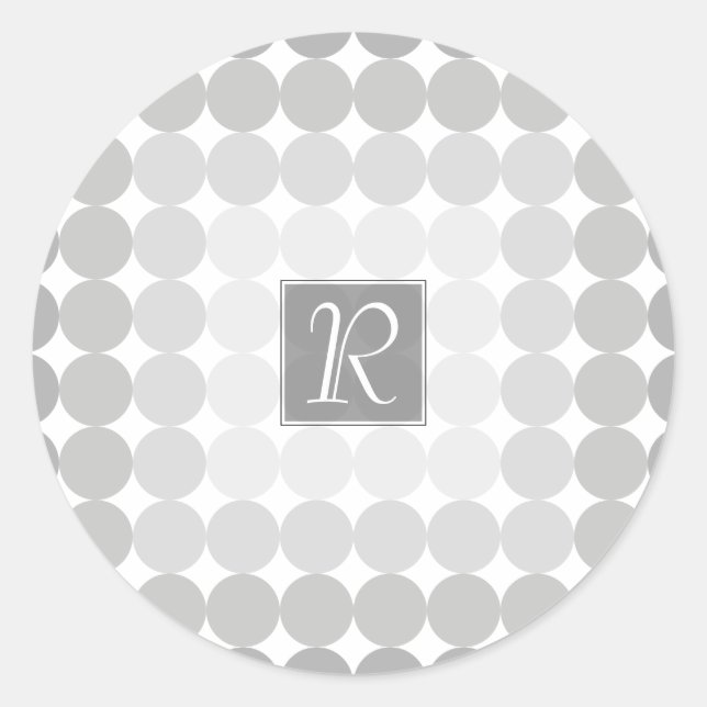 Sticker Rond Monogramme des cercles gris modernes (Devant)
