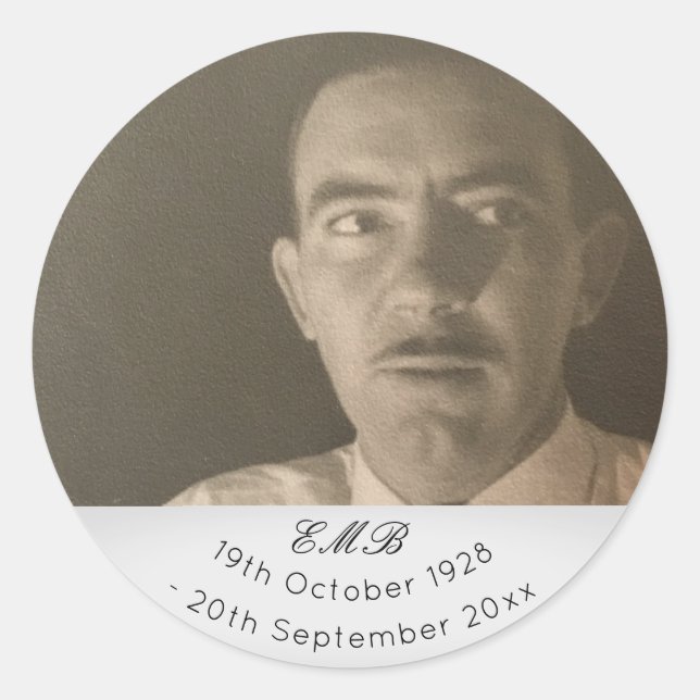 Sticker Rond Monogramme des funérailles commémoratives (Devant)